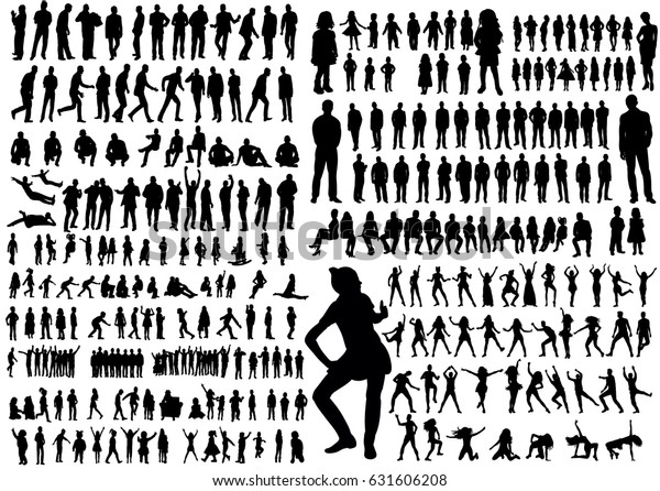 ベクター画像 イラスト シルエット 人 コレクション 女の子 男性 子ども シルエット 人が踊る のベクター画像素材 ロイヤリティフリー 631606208