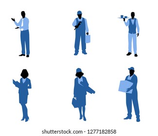 Vector illustration of silhouettes of people of different professions