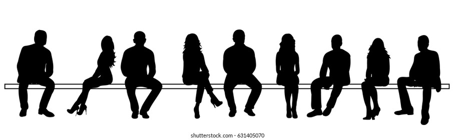 Vector, illustration, silhouettes people sitting