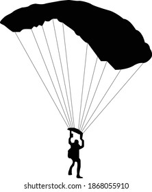 Vector illustration of silhouettes skydiver, parachute jumper
