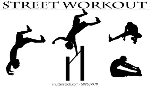 Vector illustration silhouettes of street workout people