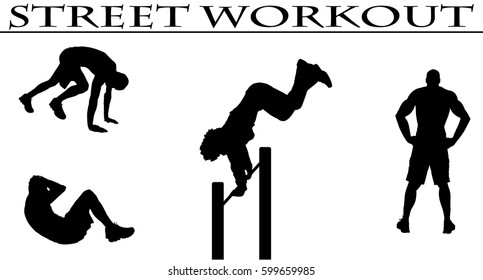 Vector illustration silhouettes of street workout people