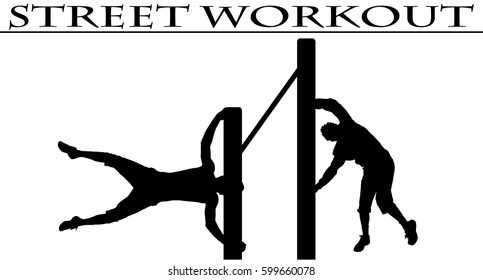 Vector illustration silhouettes of street workout people