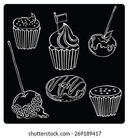vector illustration silhouettes of sweets