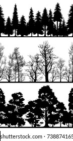 Vector illustration of silhouettes of trees set