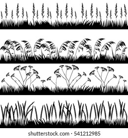 Vector Illustration. Silhouettes of various herbs.