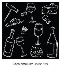 vector illustration silhouettes of wine