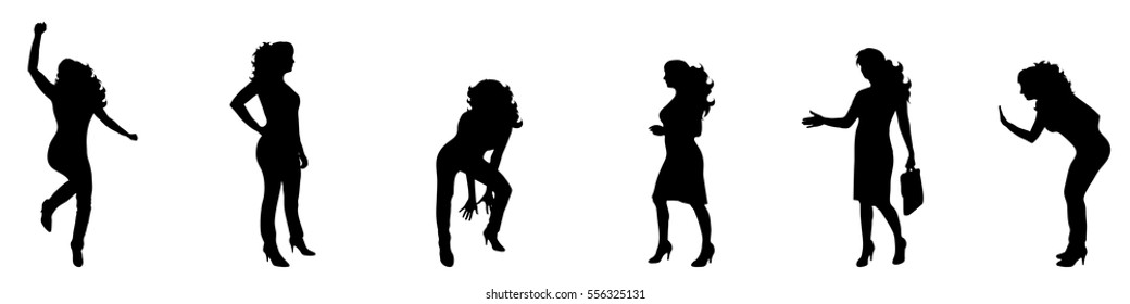 Vector Illustration Silhouettes Woman On White Stock Vector Royalty Free