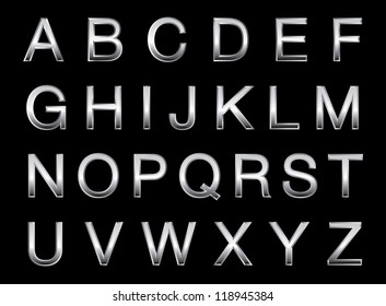 Vector Illustration Of A Silver Alphabet.