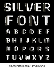 Vector illustration of a silver alphabet.