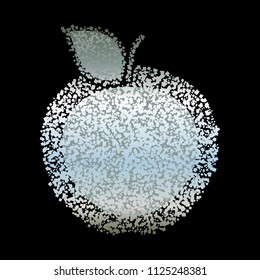 Vector illustration of Silver Apple on a black background.