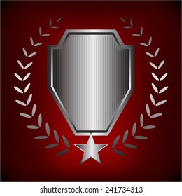 Vector illustration of Silver award. Red background.