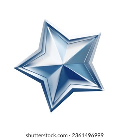 Vector illustration of silver beautiful star on white background. 3d style design with silver star for web, site, banner, poster