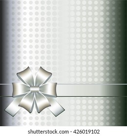 Vector illustration of Silver bow on a silver abstract background.