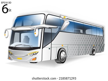 Ilustración vectorial de un bus plateado con pintura con motivos de semitono aislada en un fondo blanco, perfecta para publicidad y diseño de identidad corporativa.
