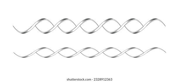 vector illustration. a silver chain or bracelet in the form of a spiral or an infinity sign. steel tape.