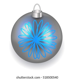 Vector illustration of a silver Christmas ball reflecting light New Year lights