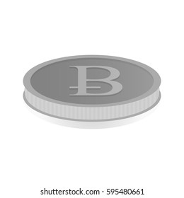 Vector illustration of a silver coin depicting an alternative symbol of the bitcoin crypto currency.