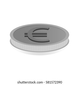 Vector illustration of a silver coin with euro symbol.