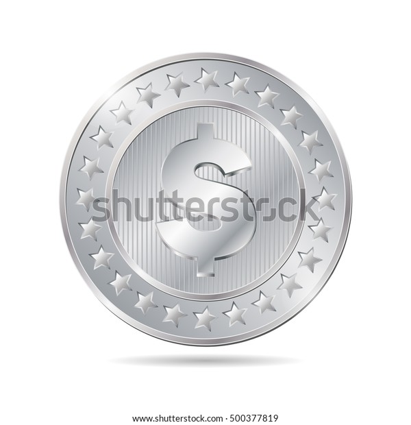 Vector Illustration Silver Coin On White Stock Vector (Royalty Free ...