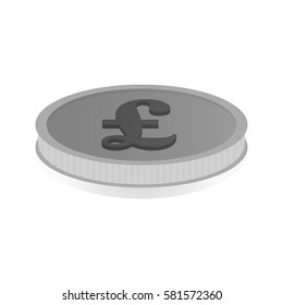 Vector illustration of a silver coin with symbol of pound, the lira.