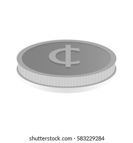 Vector illustration of a silver coin with the symbol of the cent.