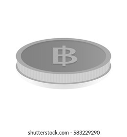 Vector illustration of a silver coin with symbol of baht.