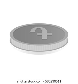 Vector illustration of a silver coin with symbol of amd, dram.
