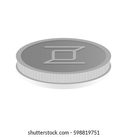 Vector illustration of a silver coin with the symbol cryptocurrency Zerocoin.