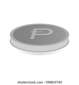 Vector illustration of a silver coin with the symbol cryptocurrency Potcoin.