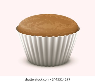 Ilustración vectorial de Plantilla de cupcake plateado sin decoración, aislado sobre fondo blanco. Creado con mallas degradadas, EPS 10