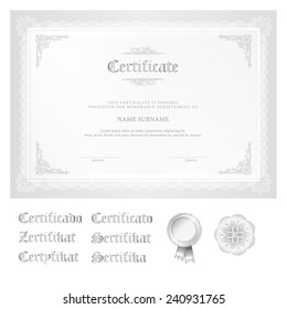 Vector illustration of silver detailed certificate