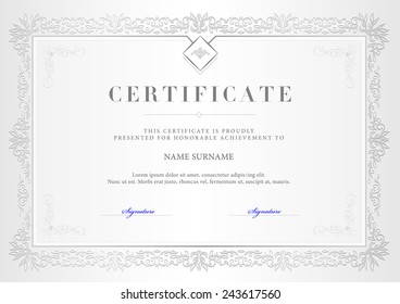 Vector illustration of silver detailed certificate