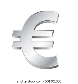 vector illustration of a silver euro sign on white background. EPS