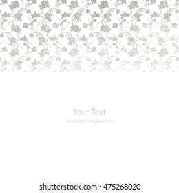Vector illustration of silver foil ornamental background with  roses in Victorian style. Non Seamless pattern! 