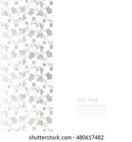 Vector illustration of silver foil ornamental background with  roses in Victorian style. Non Seamless pattern! 