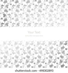 Vector illustration of silver foil ornamental background with roses in Victorian style. Non Seamless pattern!