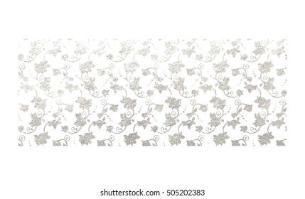 Vector illustration of silver foil ornamental background with  roses in Victorian style. Non Seamless pattern! 