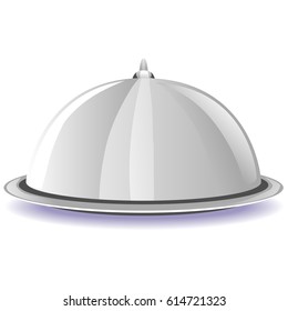 Vector Illustration of Silver Food Tray Cloche