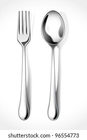 Vector Illustration Of Silver Fork And Spoon