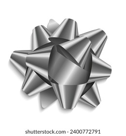 Ilustración vectorial de un arco de regalo de plata