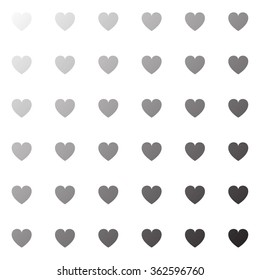Vector illustration of the silver hearts on the white background.
Beautiful pattern with modern metal look.