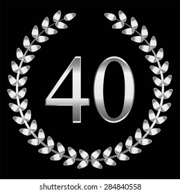 Vector illustration of Silver laurel wreath, anniversary - 40