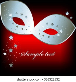 Vector illustration of Silver mask on the black and red background.