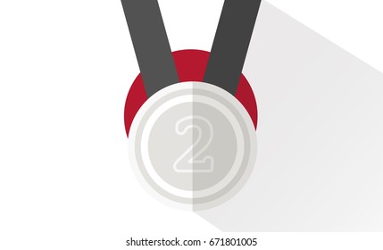 vector illustration of silver medal with number two on japan flag background