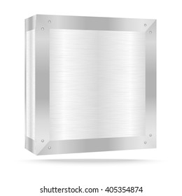 Vector illustration of Silver metal box on white,Vector illustration