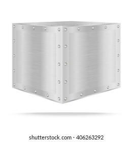 Vector illustration of Silver metal box on white,Vector illustration