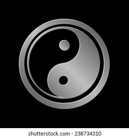 vector illustration of silver metallic Jin Jang, black background