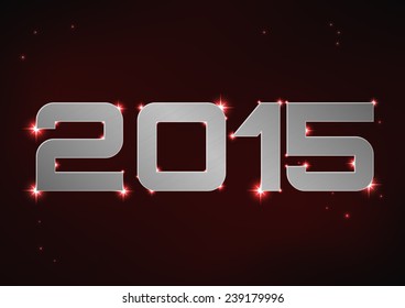 Vector illustration of silver metallic number 2015 over red night sky