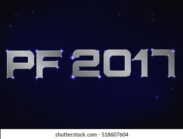 Vector illustration of silver metallic PF 2017 over blue night sky